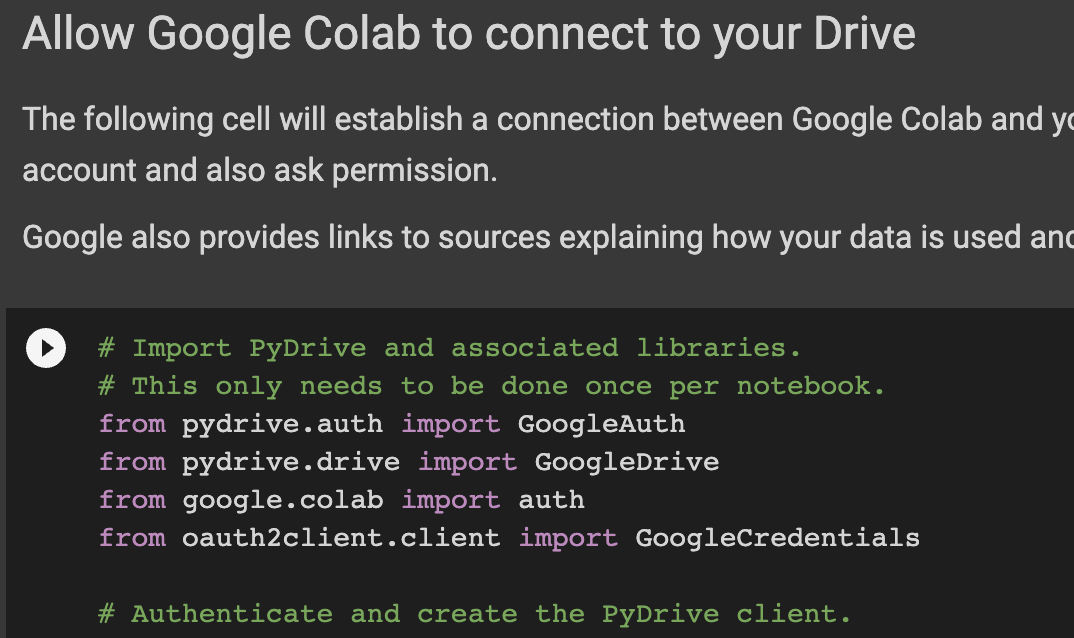 screenshot of allowing colab to connect to drive